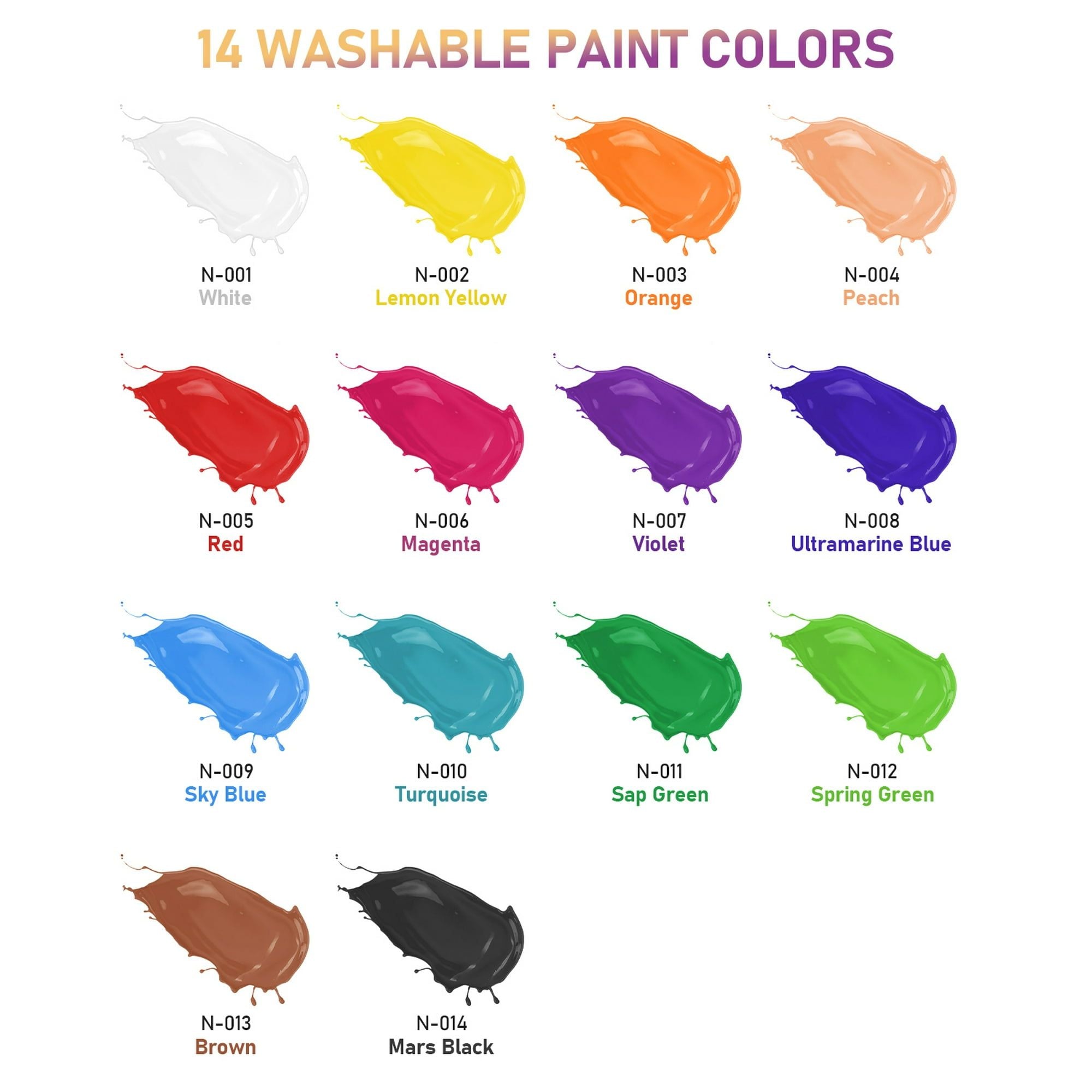 Nicpro 14-Color Washable Acrylic Paint Set 16.9oz