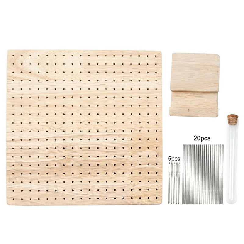 Wooden Wool Blocking Board – 324-Hole Manual Grid