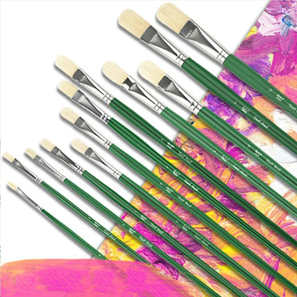 Natural Hog Hair Filbert Paint Brush Set – Oil & Acrylic
