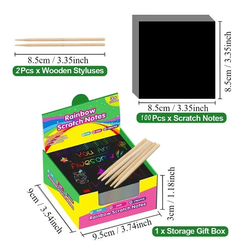 Dazzling Scratch Painting Kit - Parent-Child Interactive DIY Craft Toy with Note Cards