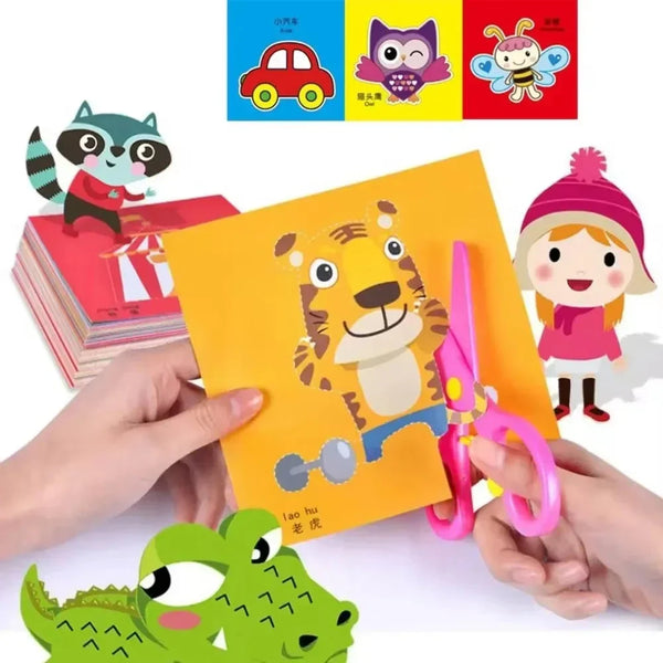 48Pcs Kids Craft Paper Cut Book - DIY Cartoon Scrapbooking & Educational Toys