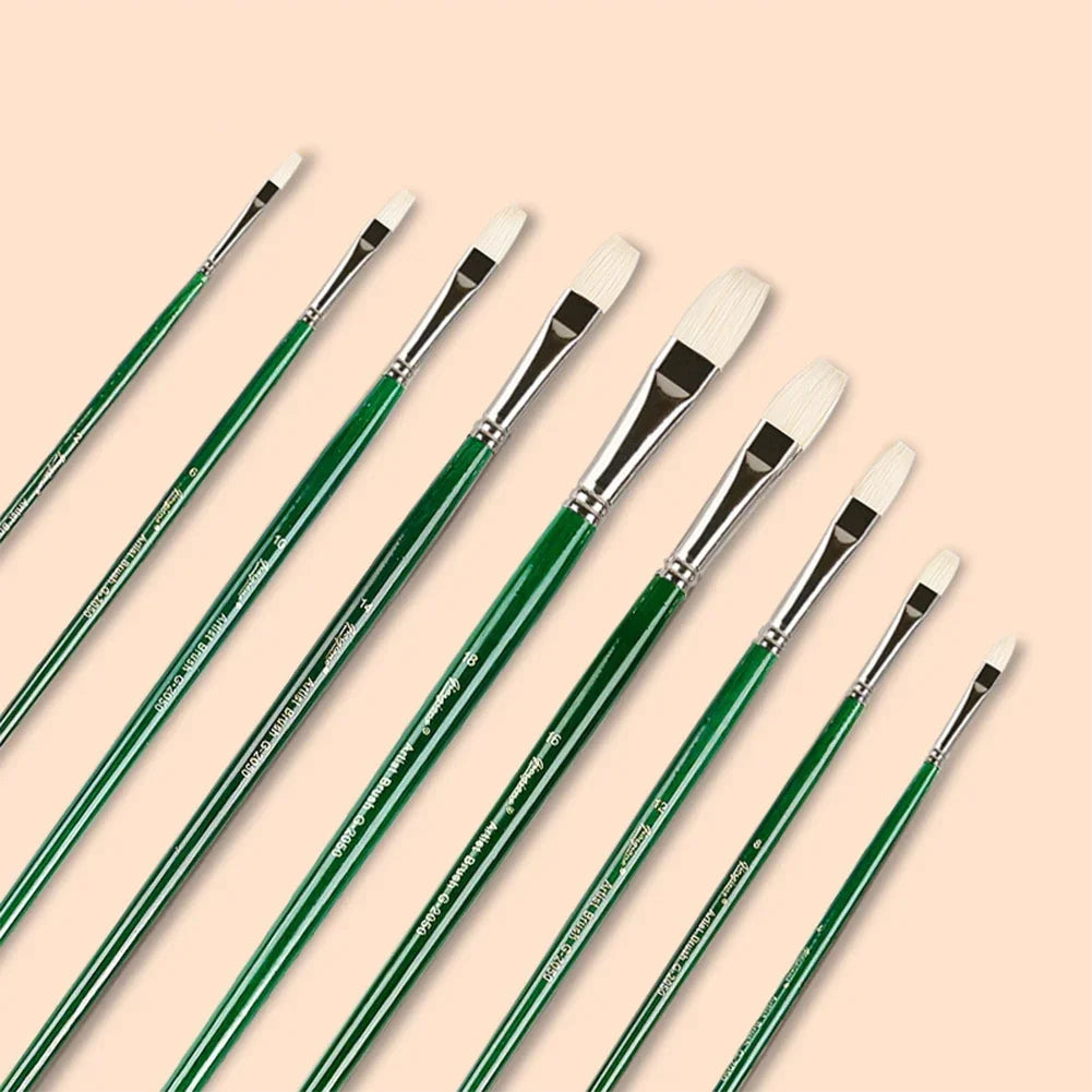 Natural Hog Hair Filbert Paint Brush Set – Oil & Acrylic