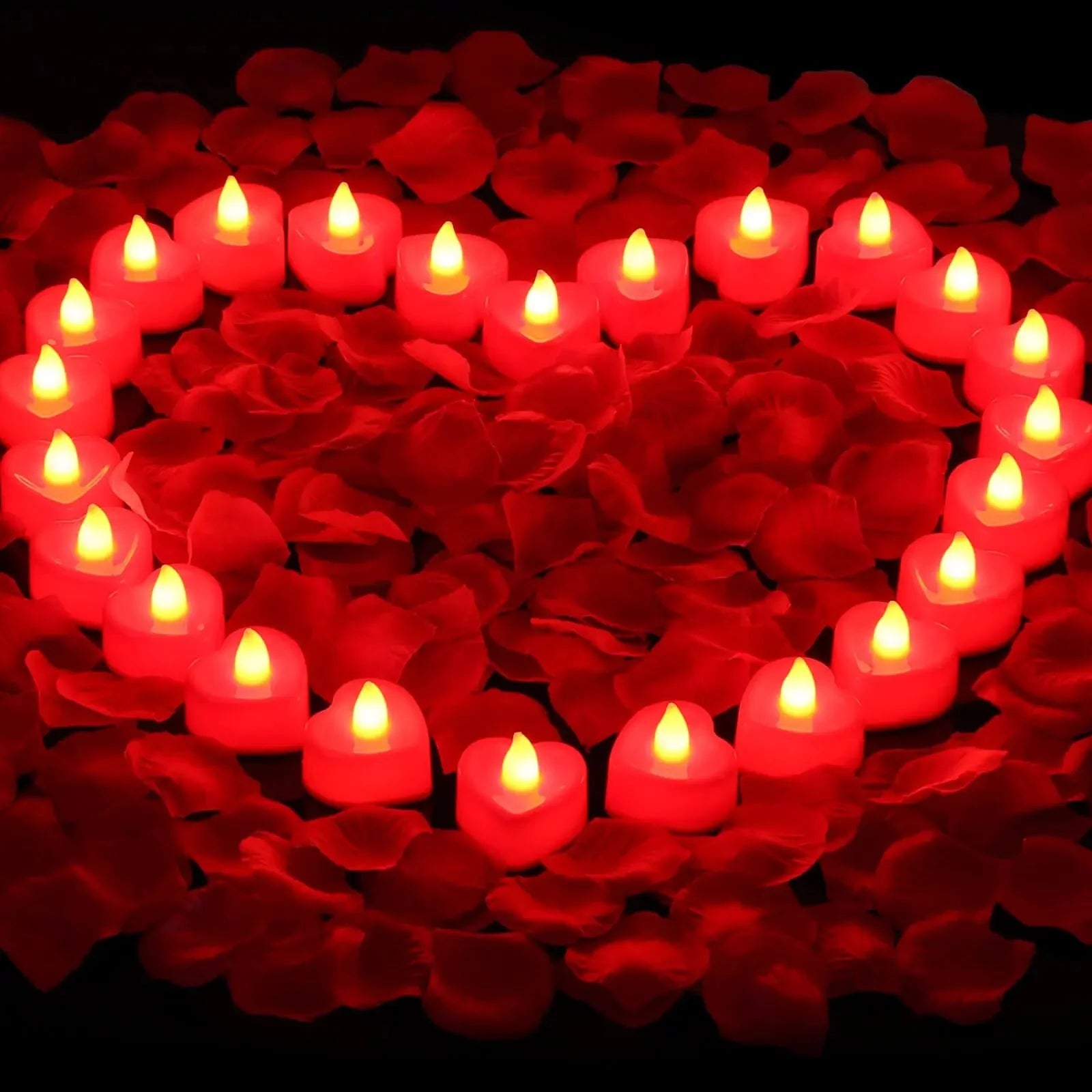 24PCS LED Flameless Tea Light Candles – Red Shells, Battery-Operated, Romantic Décor for Weddings, Parties, and Valentine's Day