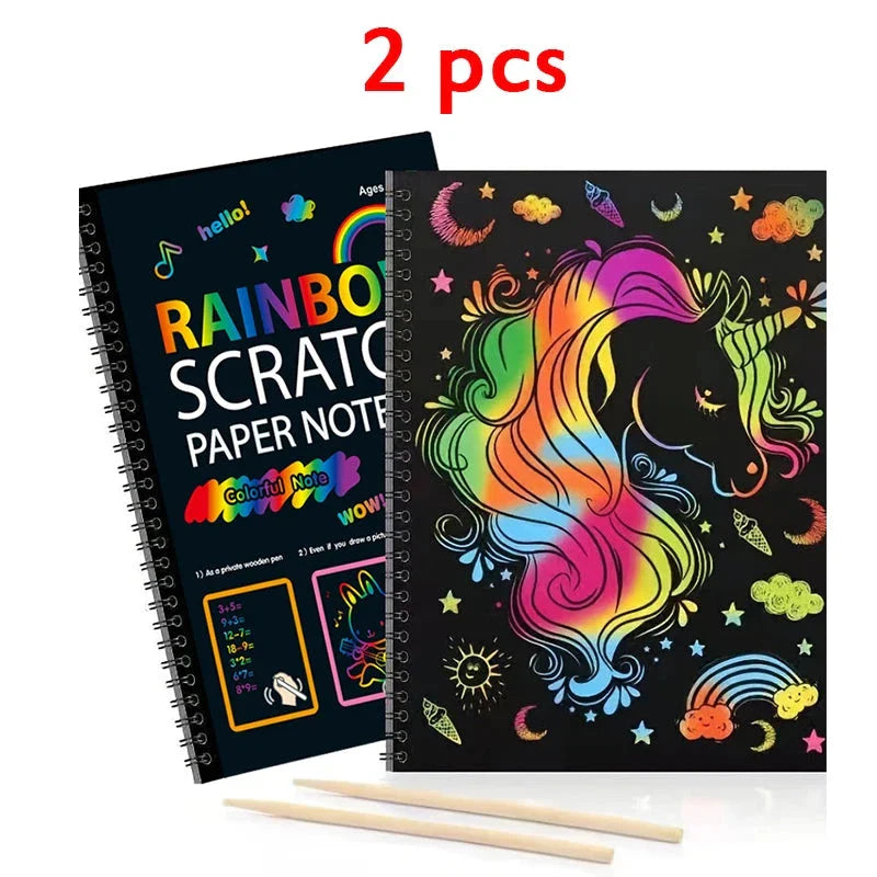 Dazzling Scratch Painting Kit - Parent-Child Interactive DIY Craft Toy with Note Cards