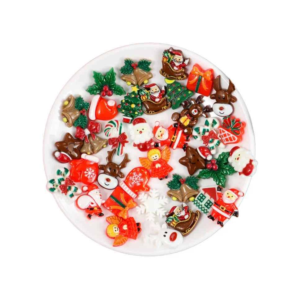 50pcs Christmas Resin Flatbacks for DIY Crafts & Jewelry Making