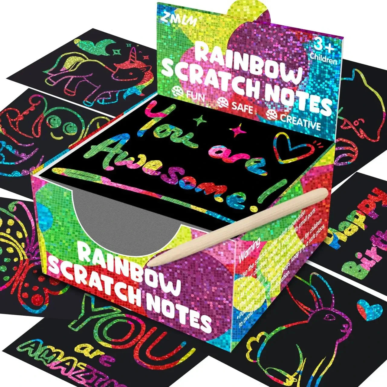 Dazzling Scratch Painting Kit - Parent-Child Interactive DIY Craft Toy with Note Cards