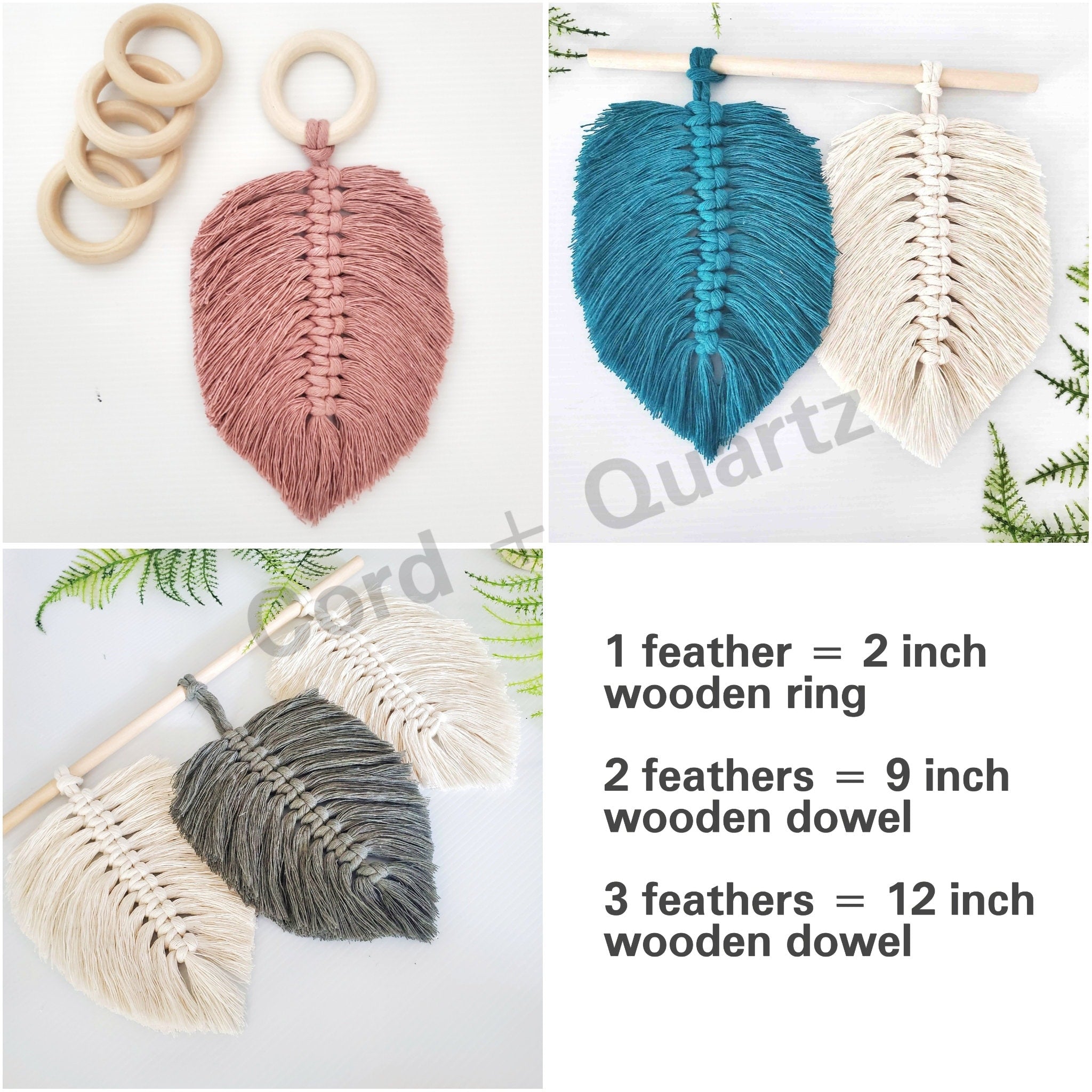 Macrame leaf/feather DIY craft kit. DIY home decor.